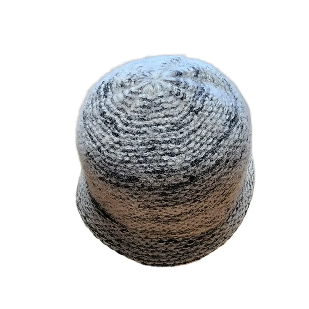 Scala Boucle Knit Cloche Wool Blend Hat Gray Black